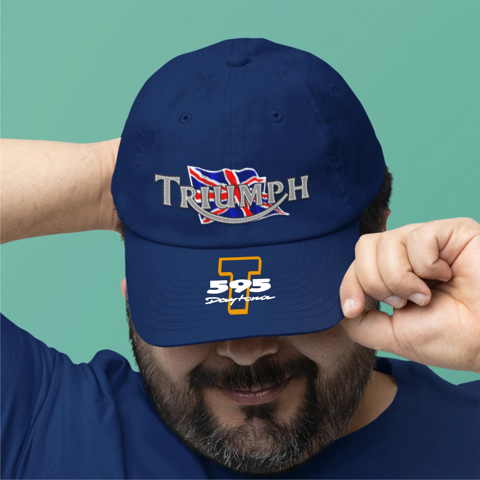 Retro Classic Triumph Daytona T 595 Motorcycle Peak Logo Biker Baseball Cap