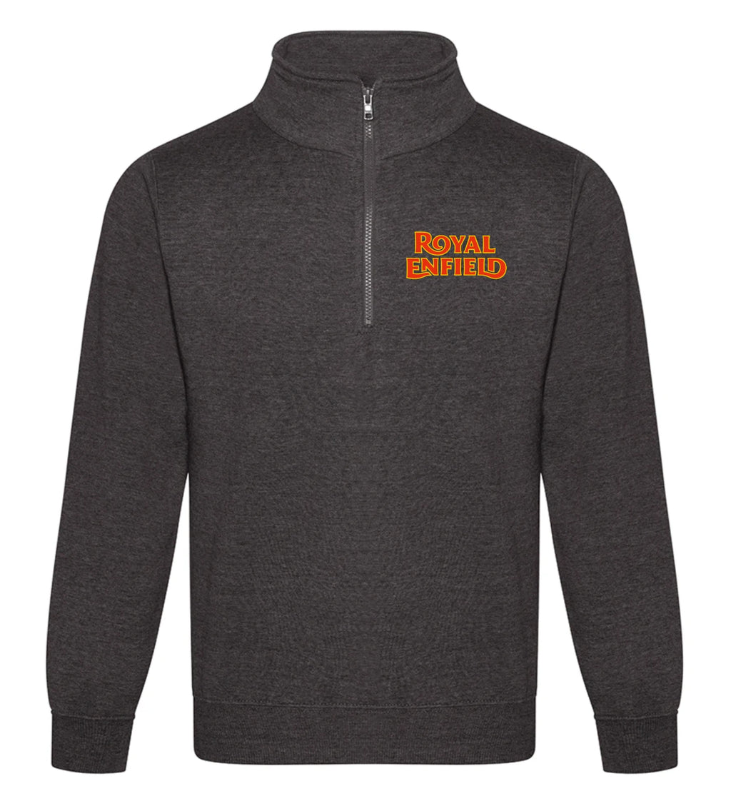 Personalised Retro Royal Enfield Motorcycle Premium Quarter Zip Sweatshirt