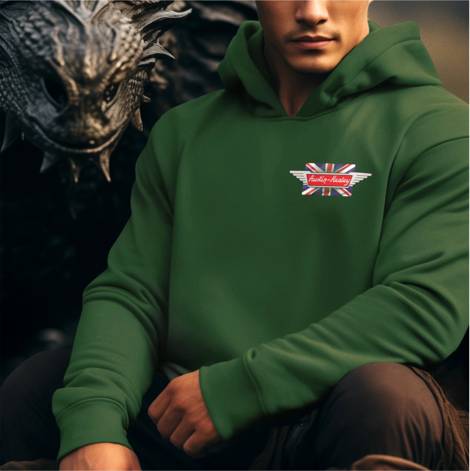Retro Vintage Classic Austin Healey 3000 Sports Car Quality Hooded Sweatshirt