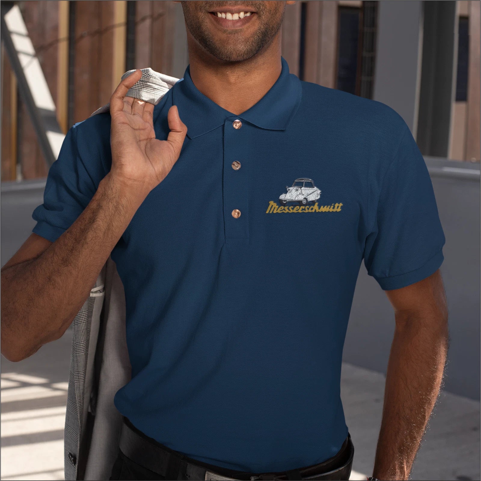 Customisable Retro Vintage Classic Messerschmitt Auto Premium Quality Poloshirt