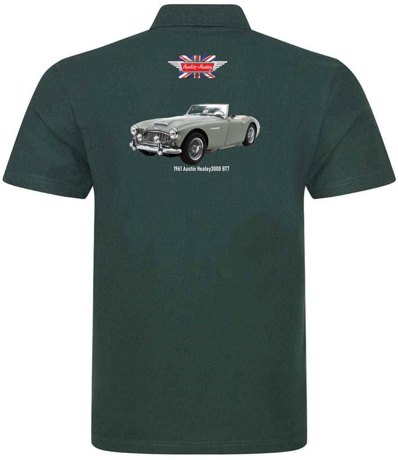 Retro Classic Austin Healey 3000 Image and Logo Premium Quality Poloshirt Sizes