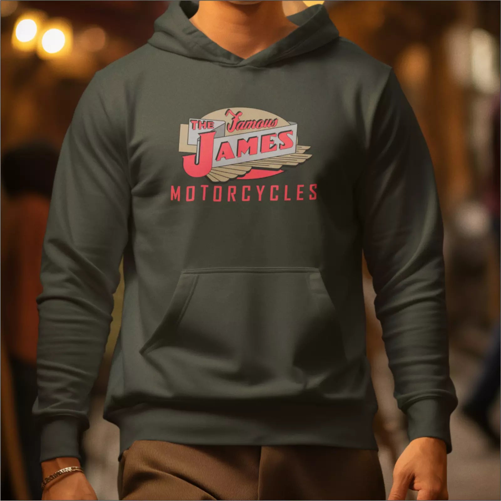 Retro Vintage Classic Classic James Motorcycles Biker Premium Hooded Sweatshirt