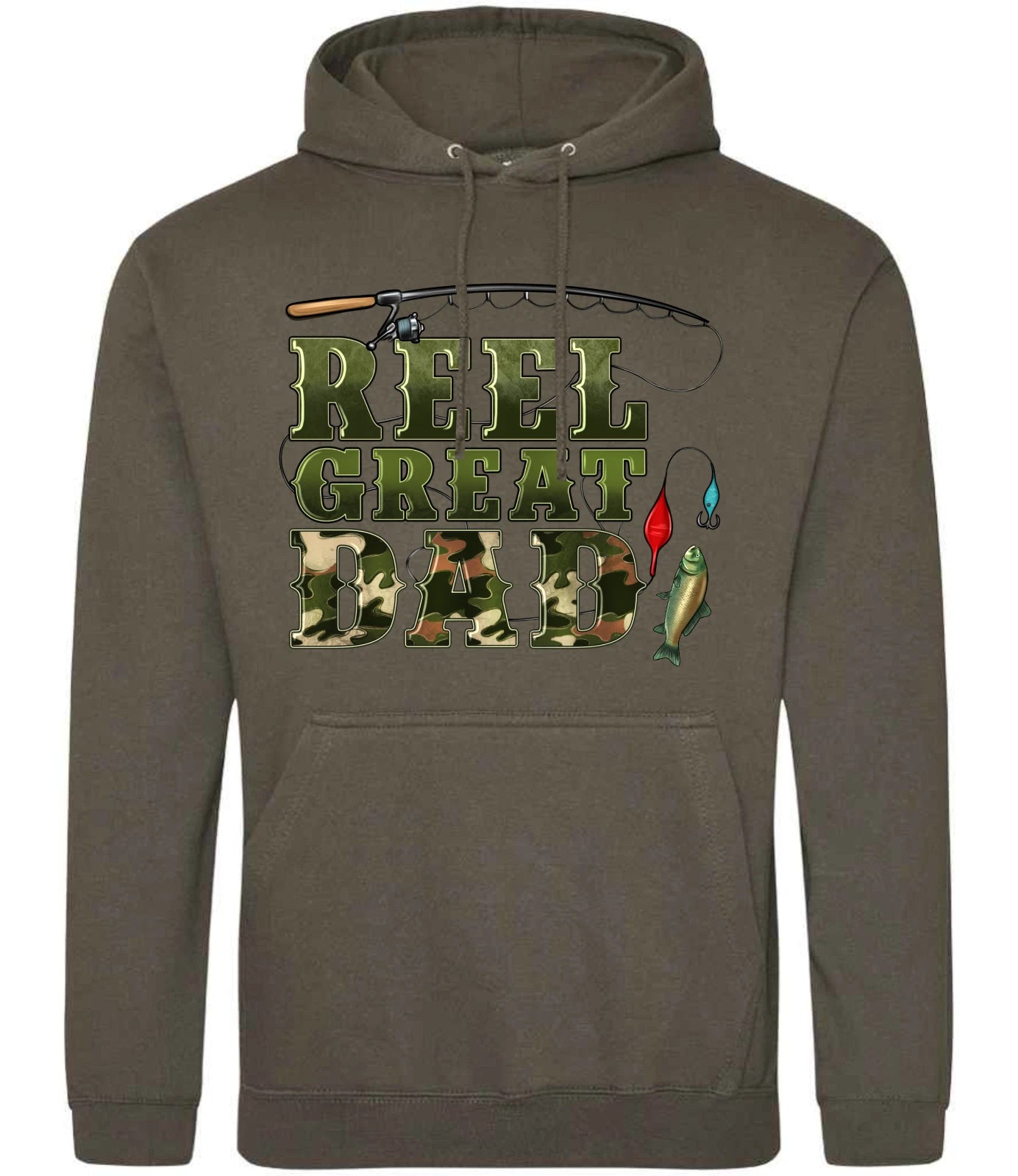 Humorous Fishing Angling Reel Great Dad Image Quality Hooded Sweatshirt