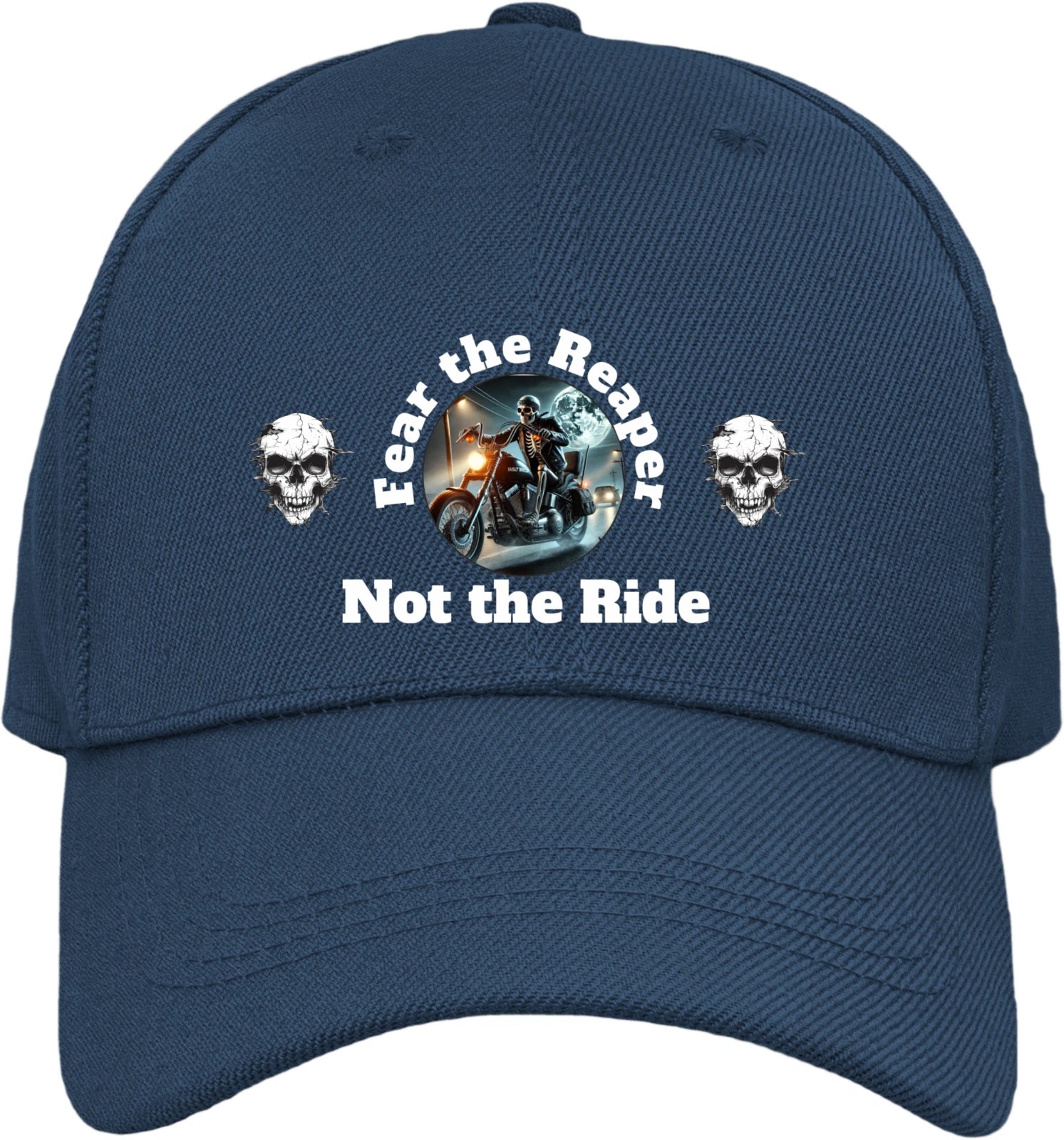 Funny  Biker Motorcycle 'Fear the Reaper' Text & Image Premium Baseball cap