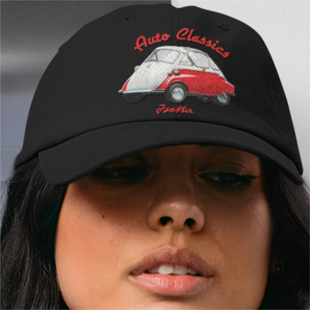 Retro Vintage 1950 Isetta Bubble Car Image Image and Text Quality Baseball Cap