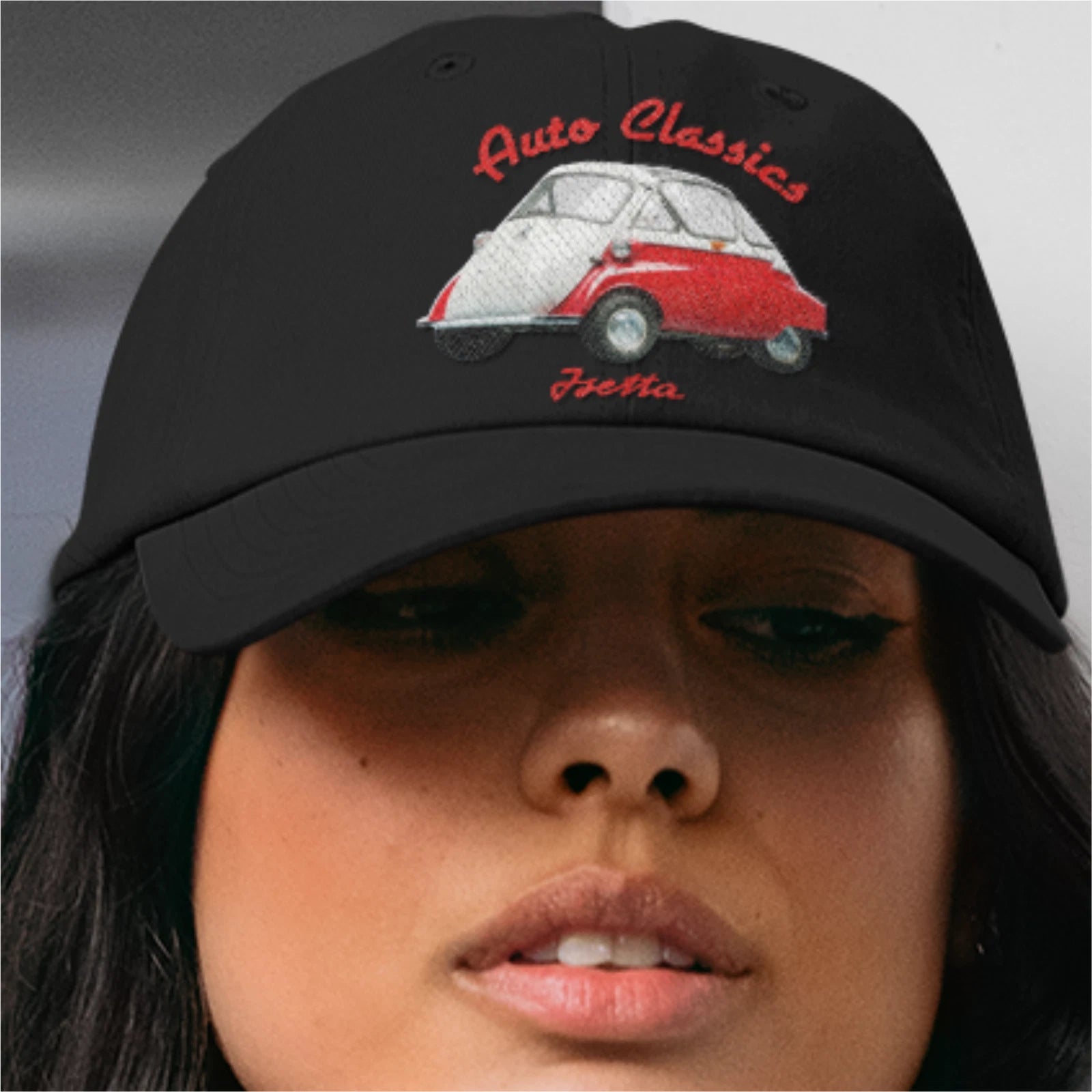 Retro Vintage 1950 Isetta Bubble Car Image Image and Text Quality Baseball Cap