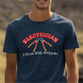 Funny Humorous Electrician I work With Strippers Gift Premium Hammer T-shirt