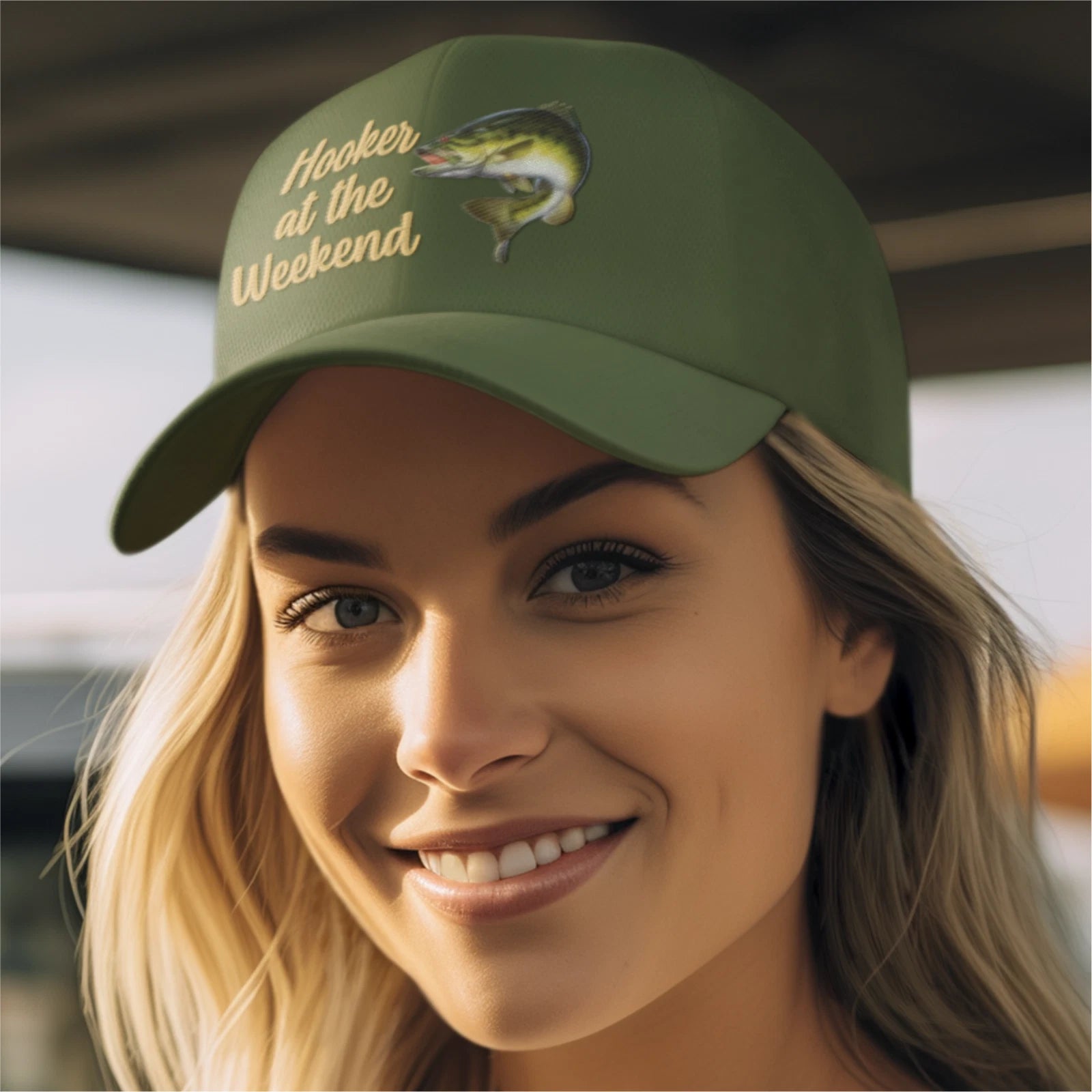 Humorous Funny Fishing Woman Hooker at the Weekend  Premium Quality Baseball Cap