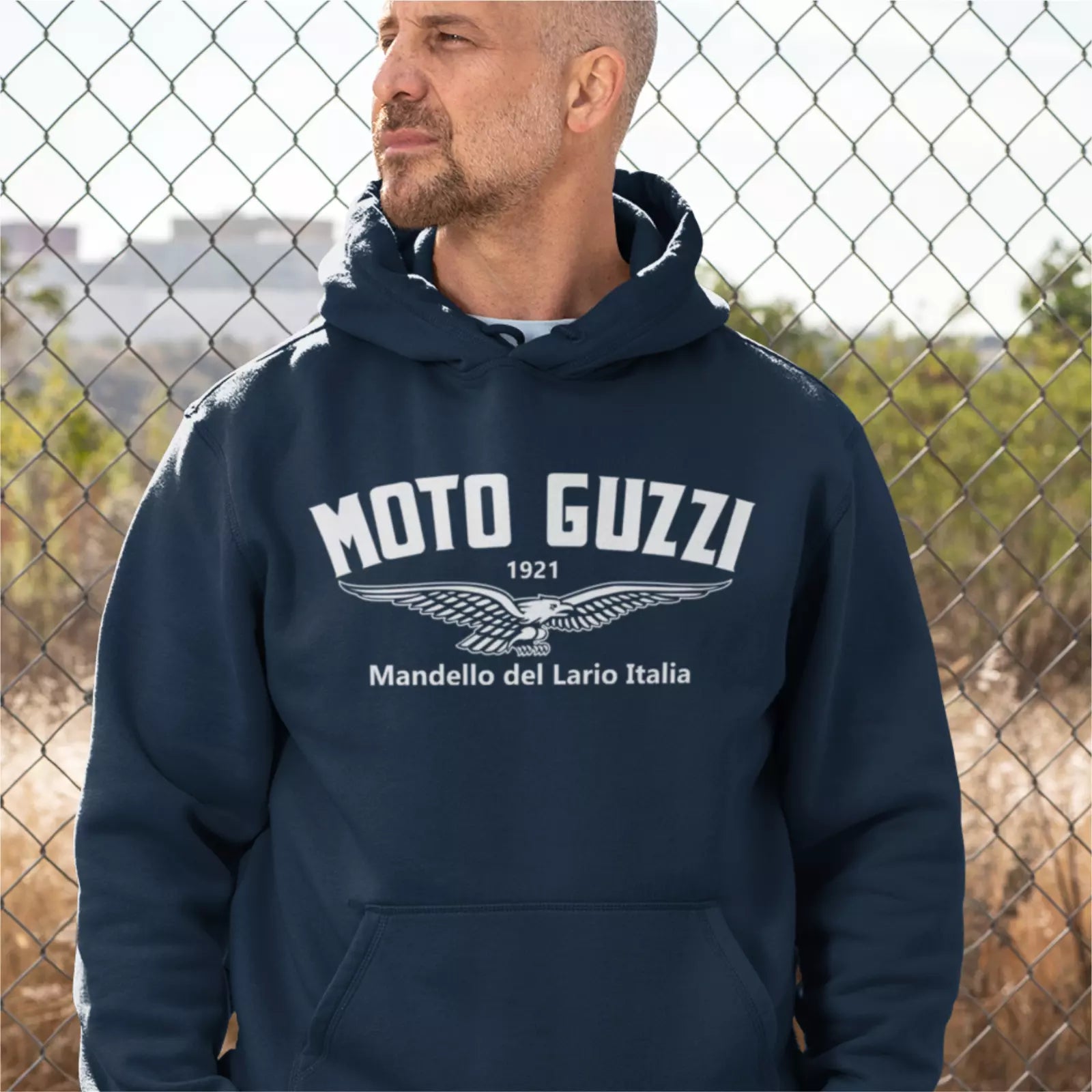 Retro Vintage Classic Moto Guzzi Motorcycle Biker Premium Hooded Sweatshirt