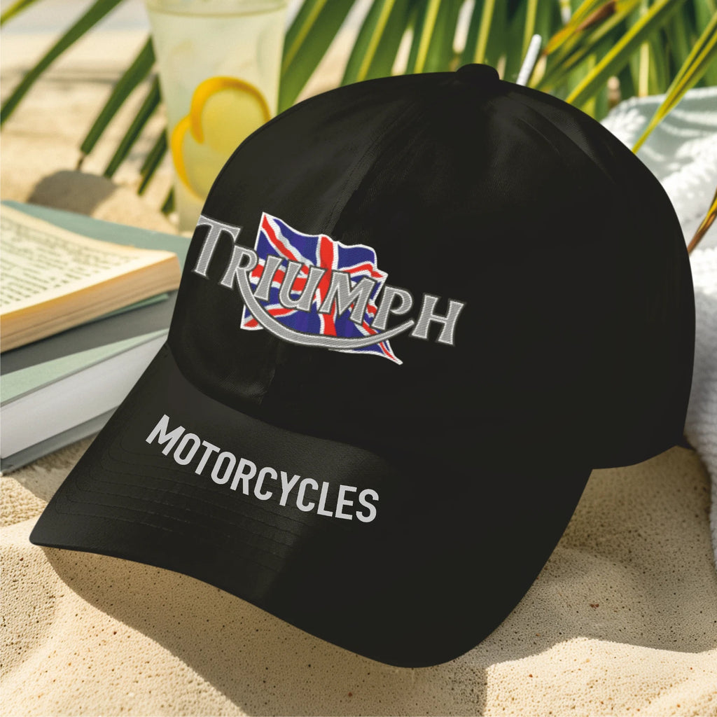 Custom Retro Classic English  Triumph Motorcycle Peak Logo Biker Baseball Cap