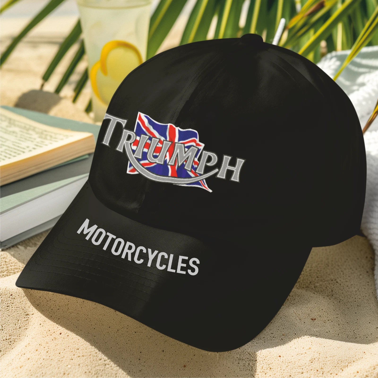Custom Retro Classic English  Triumph Motorcycle Peak Logo Biker Baseball Cap