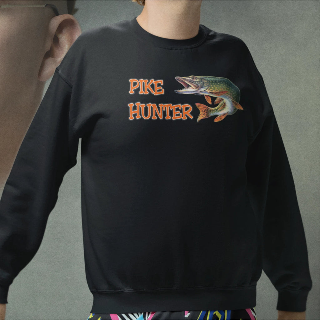 Funny Humorous Fishing Angling 'Pike Hunter' Text Premium Quality Sweatshirt