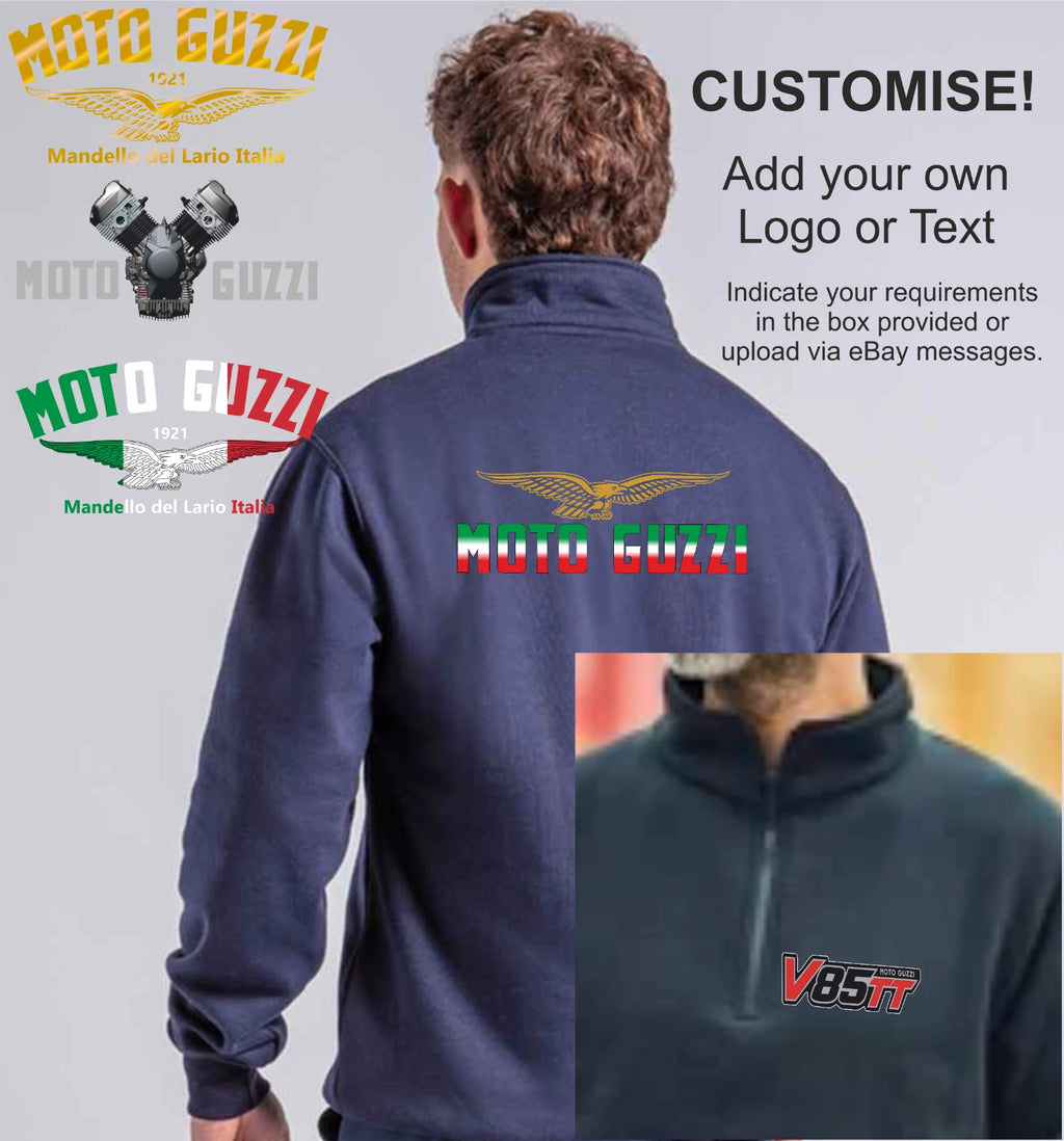 Personalised Retro Classic Moto Guzzi Motorcycle Premium Quarter Zip Sweatshirt