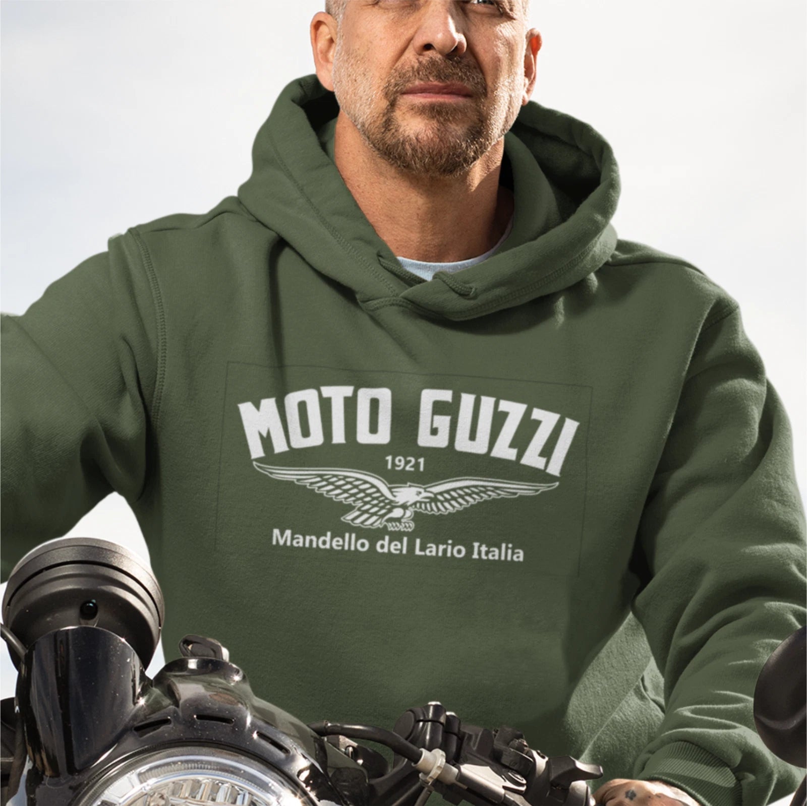 Retro Vintage Classic Moto Guzzi Motorcycle Biker Premium Hooded Sweatshirt