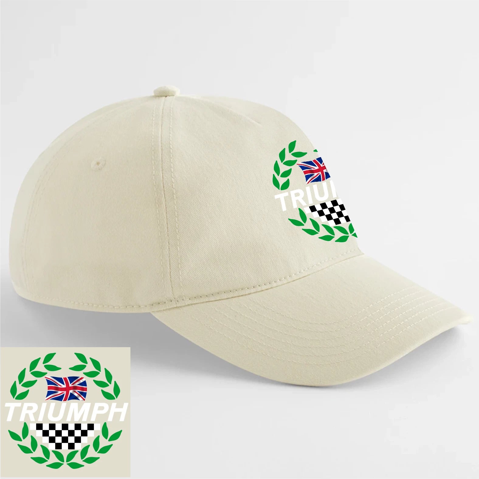 Retro Classic English  Triumph Wreath & Flag Motorcycle Logo Biker Baseball Cap