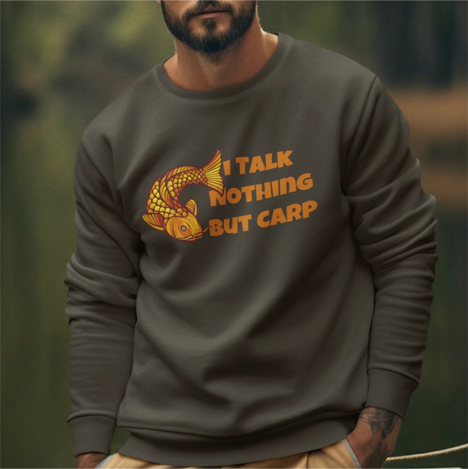 Funny Humorous Fishing Angling 'I Talk Carp' Text Premium Quality Sweatshirt
