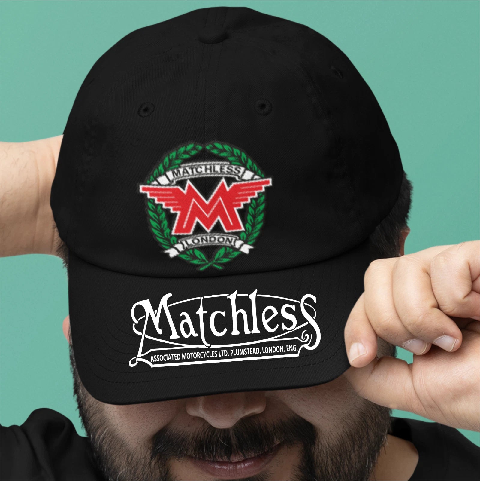 Retro Classic English Marque Matchless Motorcycle Logo x 2 Biker Baseball Cap