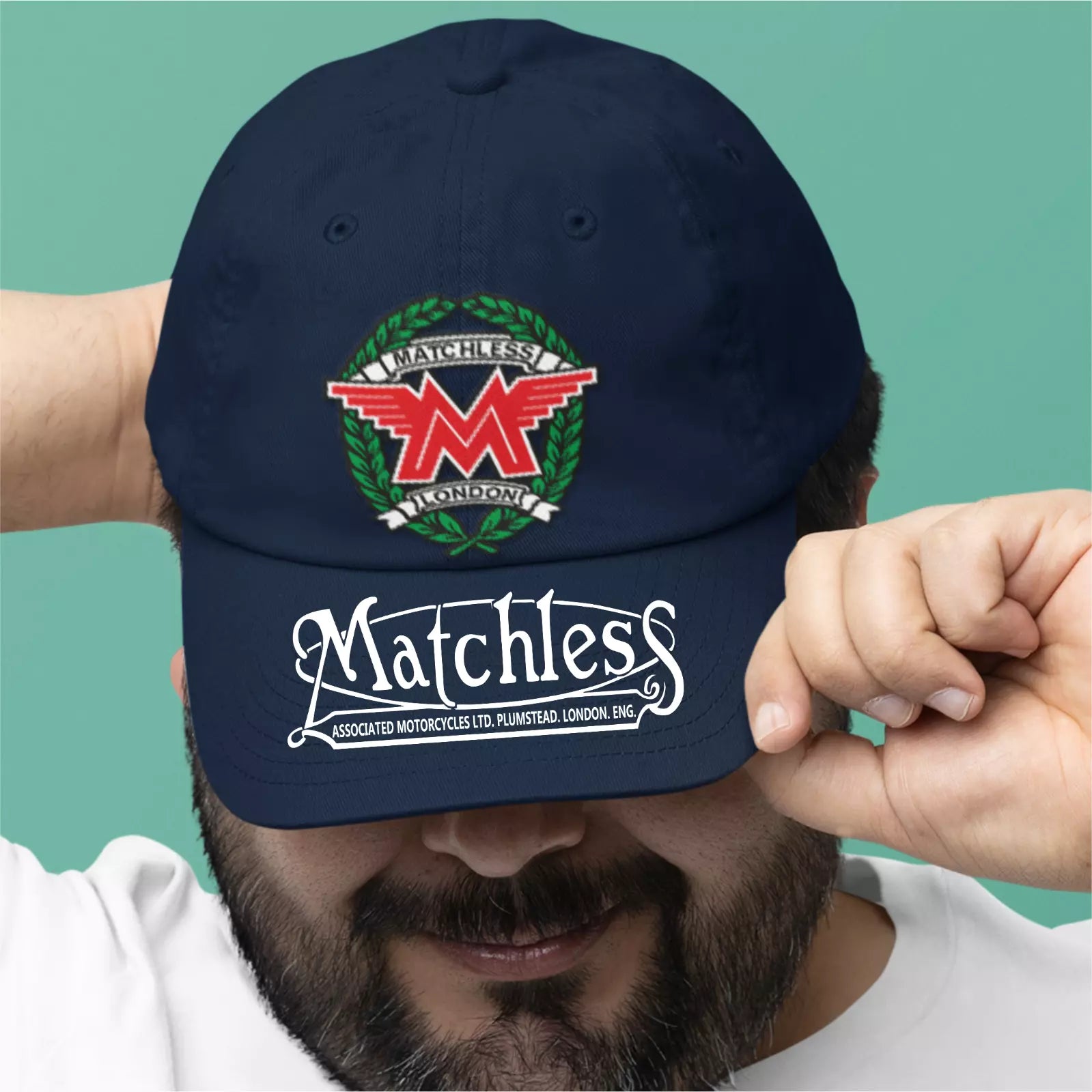 Retro Classic English Marque Matchless Motorcycle Logo x 2 Biker Baseball Cap