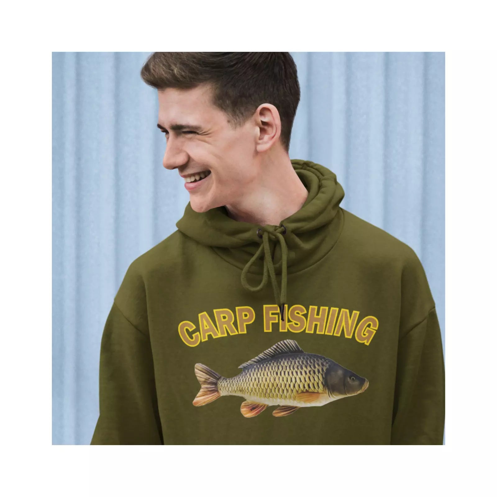 Humorous Fishing Angling Carp Fishing Image Premium Quality Hooded Sweatshirt
