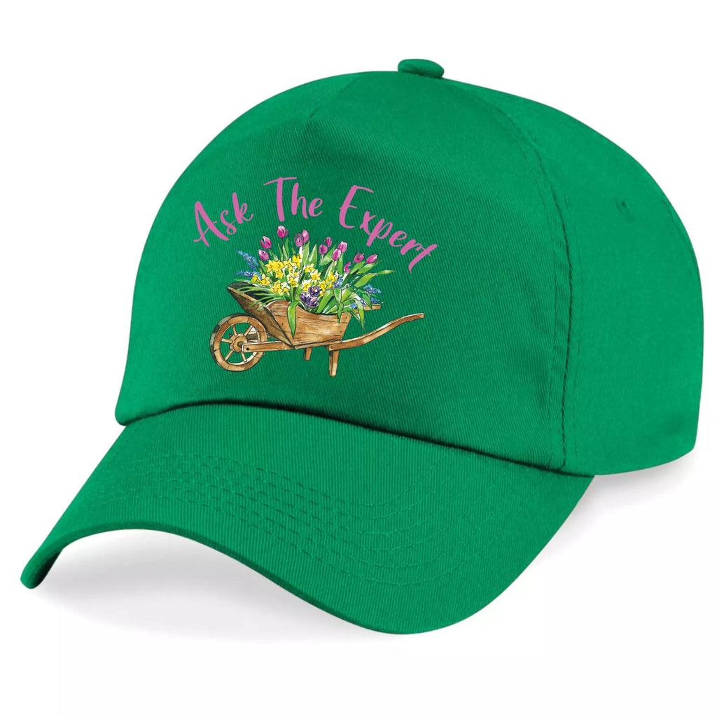 Gardening Gardener Ask The Expert Baseball Cap Wheelbarrow & Flowers decoration