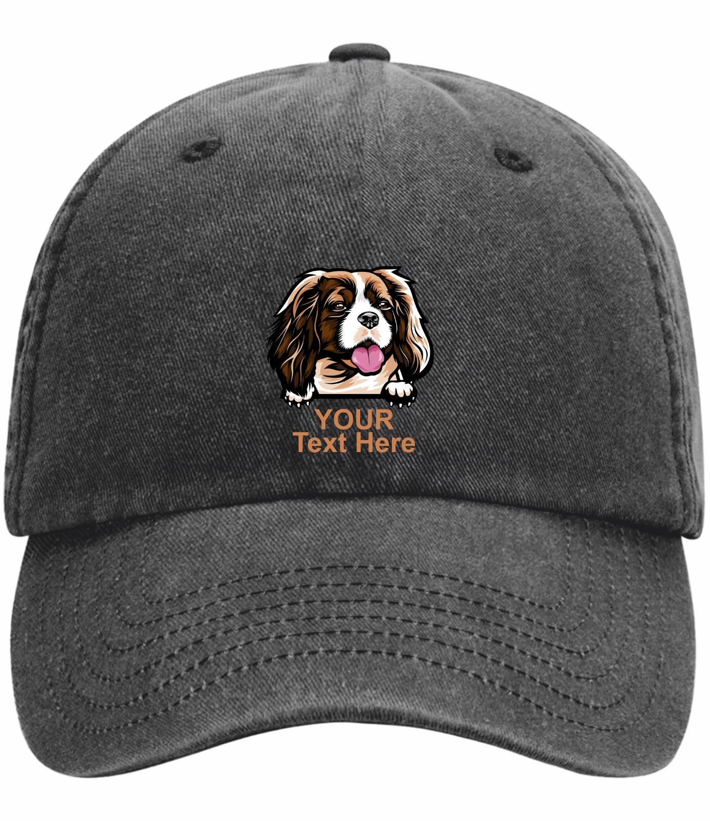 Custom Decorated King Charles Spaniel Image Vintage Low Profile Baseball Cap