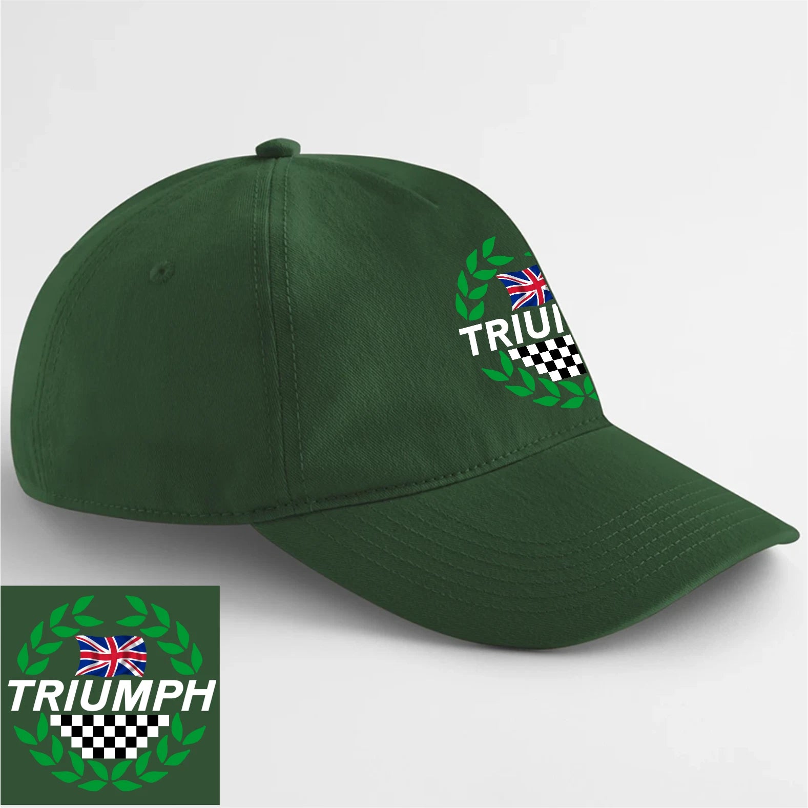 Retro Classic English  Triumph Wreath & Flag Motorcycle Logo Biker Baseball Cap