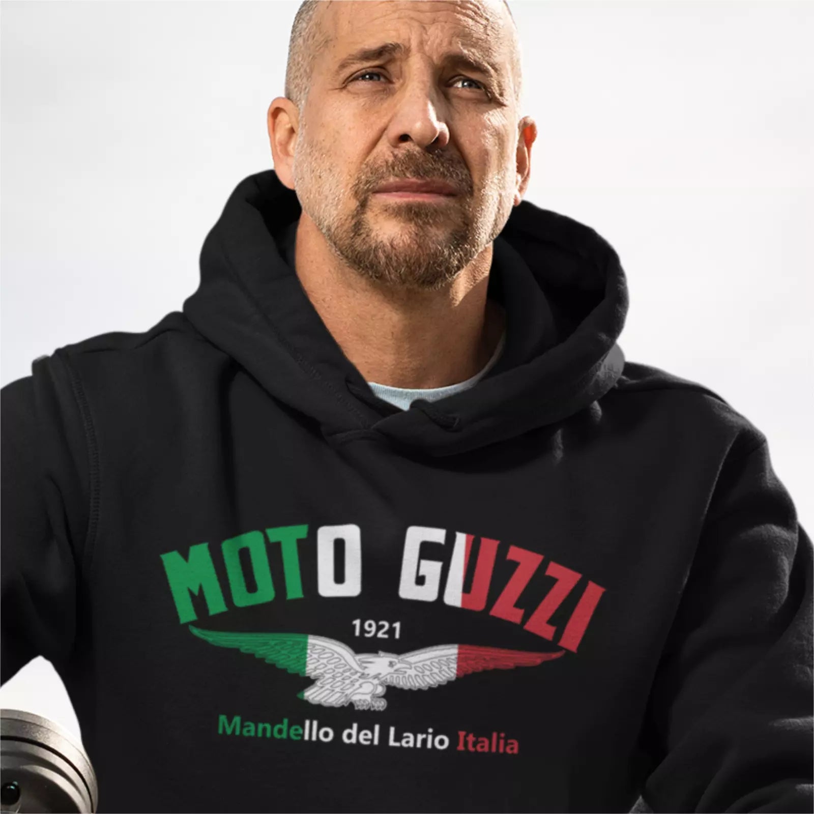 Retro Vintage Moto Guzzi Flag Colours Motorcycle Biker Premium Hooded Sweatshirt