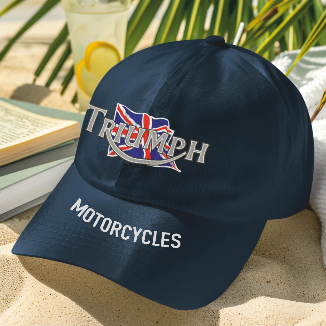 Custom Retro Classic English  Triumph Motorcycle Peak Logo Biker Baseball Cap