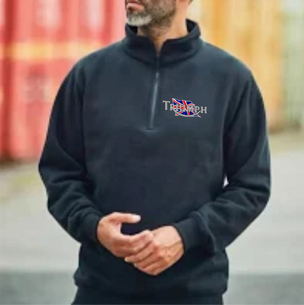 Personalised Retro Classic Triumph Motorcycle Premium Quarter Zip Sweatshirt