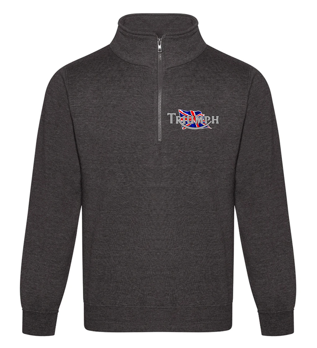 Personalised Retro Classic Triumph Motorcycle Premium Quarter Zip Sweatshirt