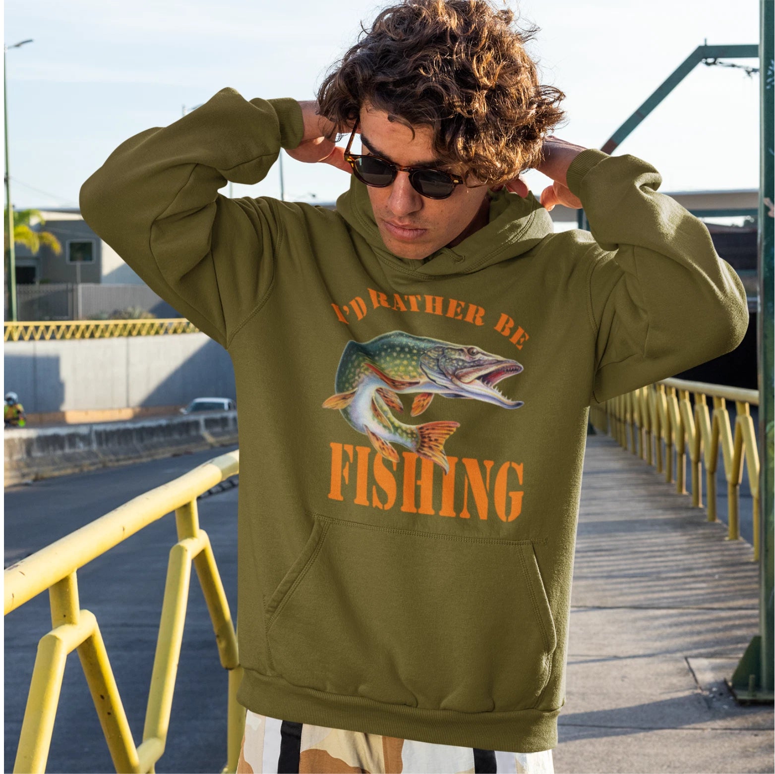 Humorous Fishing Angling I'd Rather Be Fishing Image Quality Hooded Sweatshirt