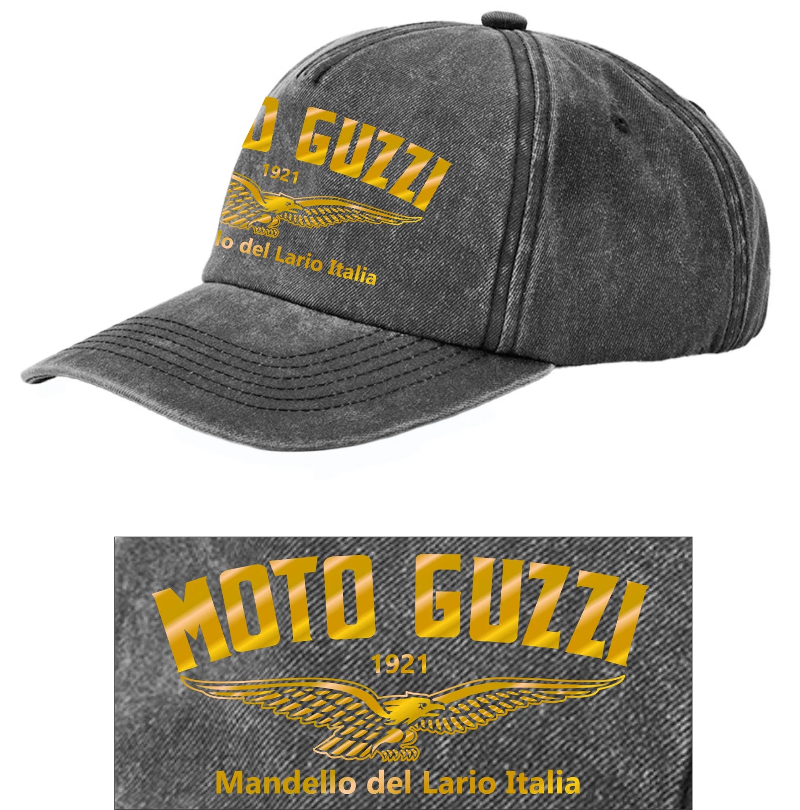 Retro Classic Moto Guzzi Motorcycle Logo Relaxed 5 Panel Vintage Baseball Cap