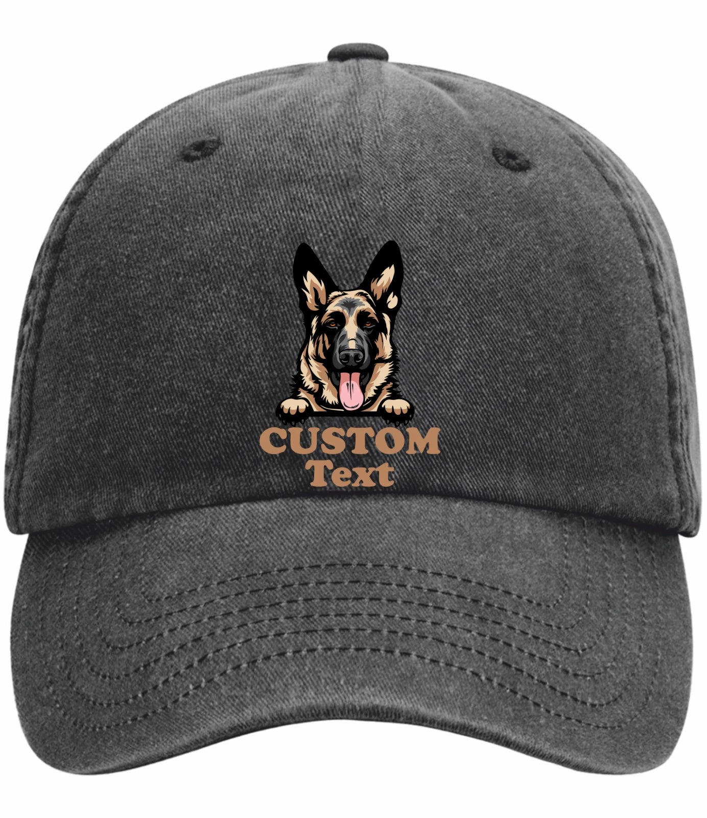 Custom Decorated Hand Painted Canine Image Vintage Low Profile Baseball Cap