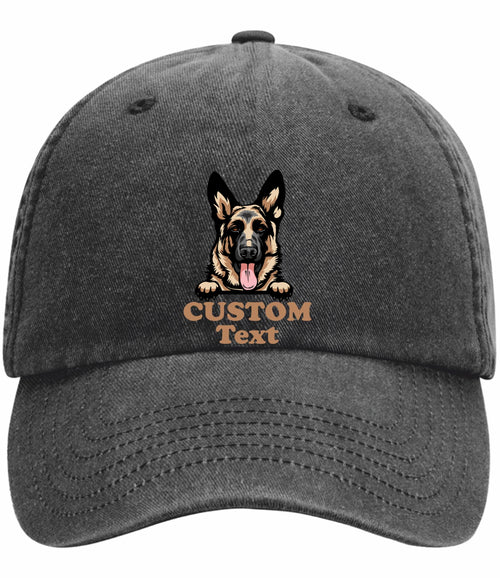 Custom Decorated Hand Painted German Shepherd Canine Image Vintage Low Profile Baseball Cap