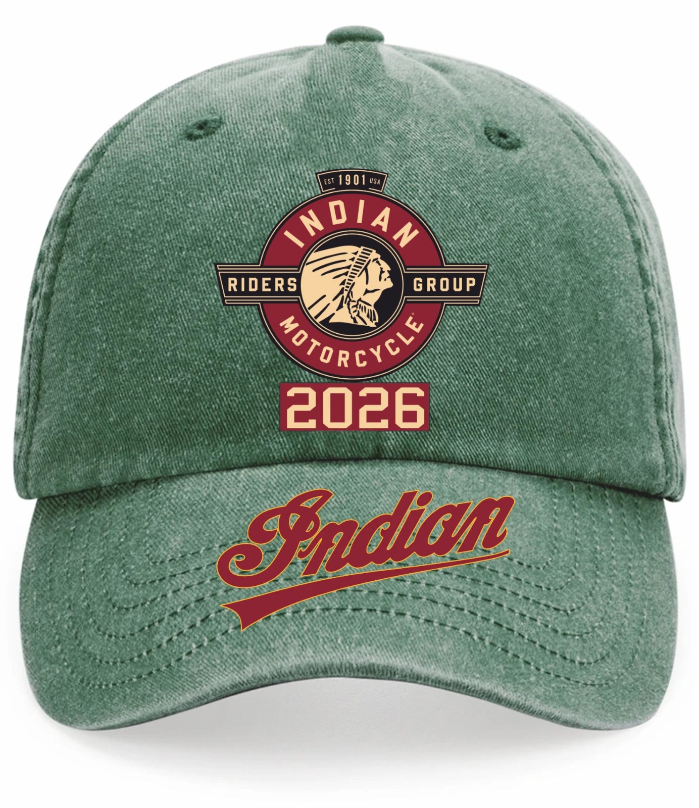 Indian Riders Group Motorcycle Club 2026 Logo Relaxed Vintage Baseball Cap