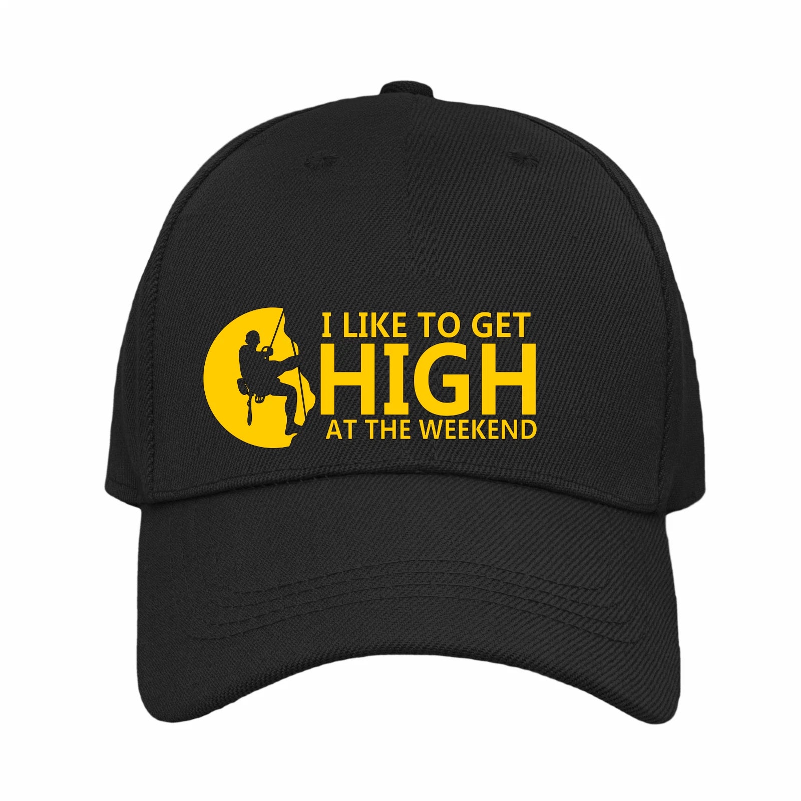 Funny Humorous Rock Climbing I Like to Get High At Weekends Quality Baseball Cap