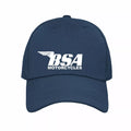 Navy blue cap with BSA Motorcycles logo on a white background