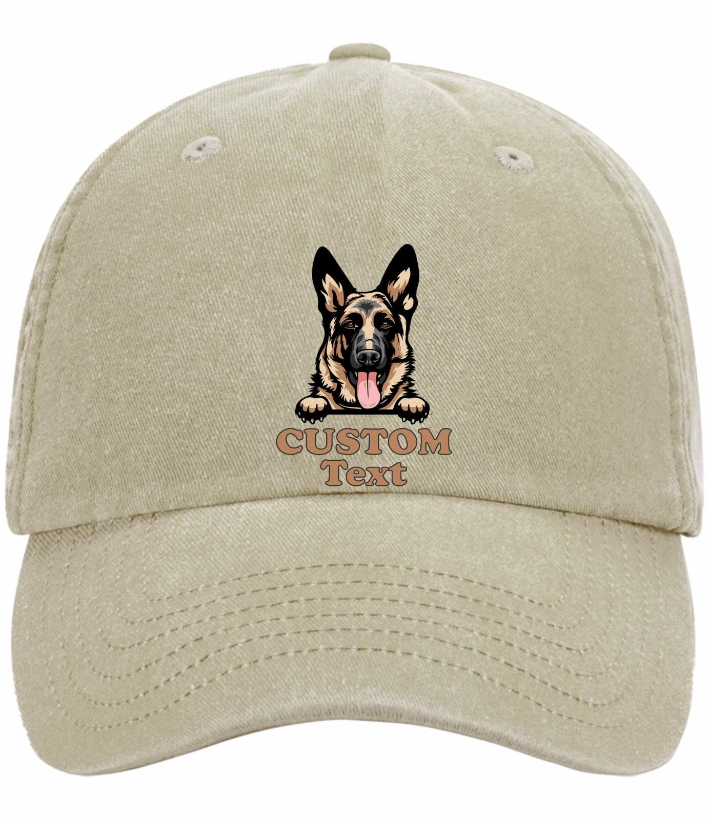 Custom Decorated Hand Painted Canine Image Vintage Low Profile Baseball Cap