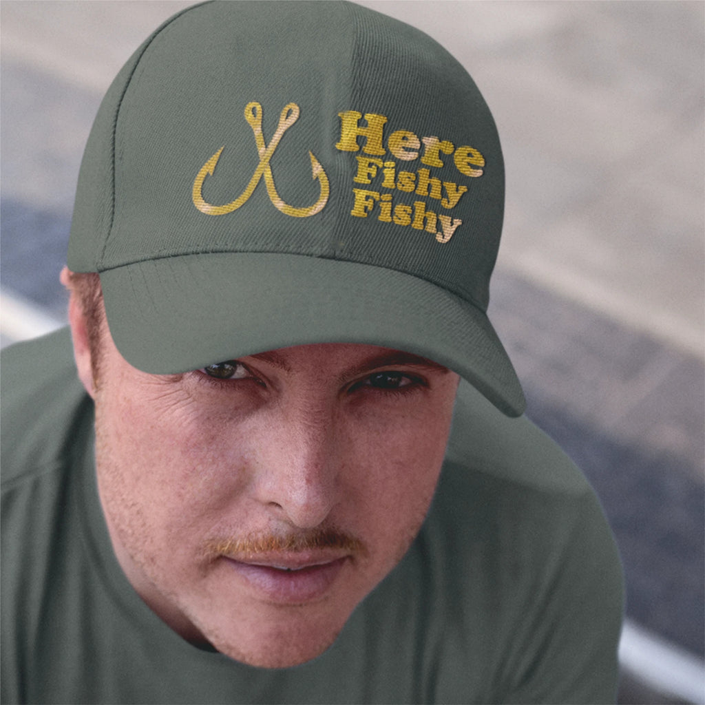 Humorous Funny Fishing Angling Here Fishy Fishy  Premium Quality Baseball Cap