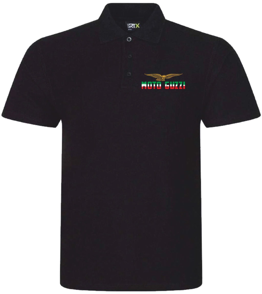 Retro Classic Moto Guzzi Flag Colours Motorcycle Premium Quality Poloshirt.