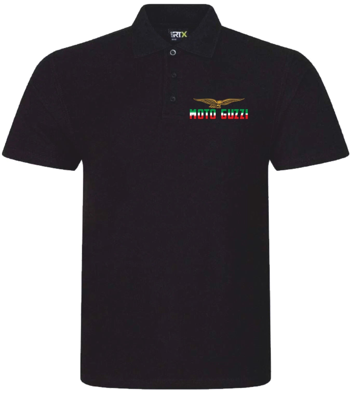 Retro Classic Moto Guzzi Flag Colours Motorcycle Premium Quality Poloshirt.