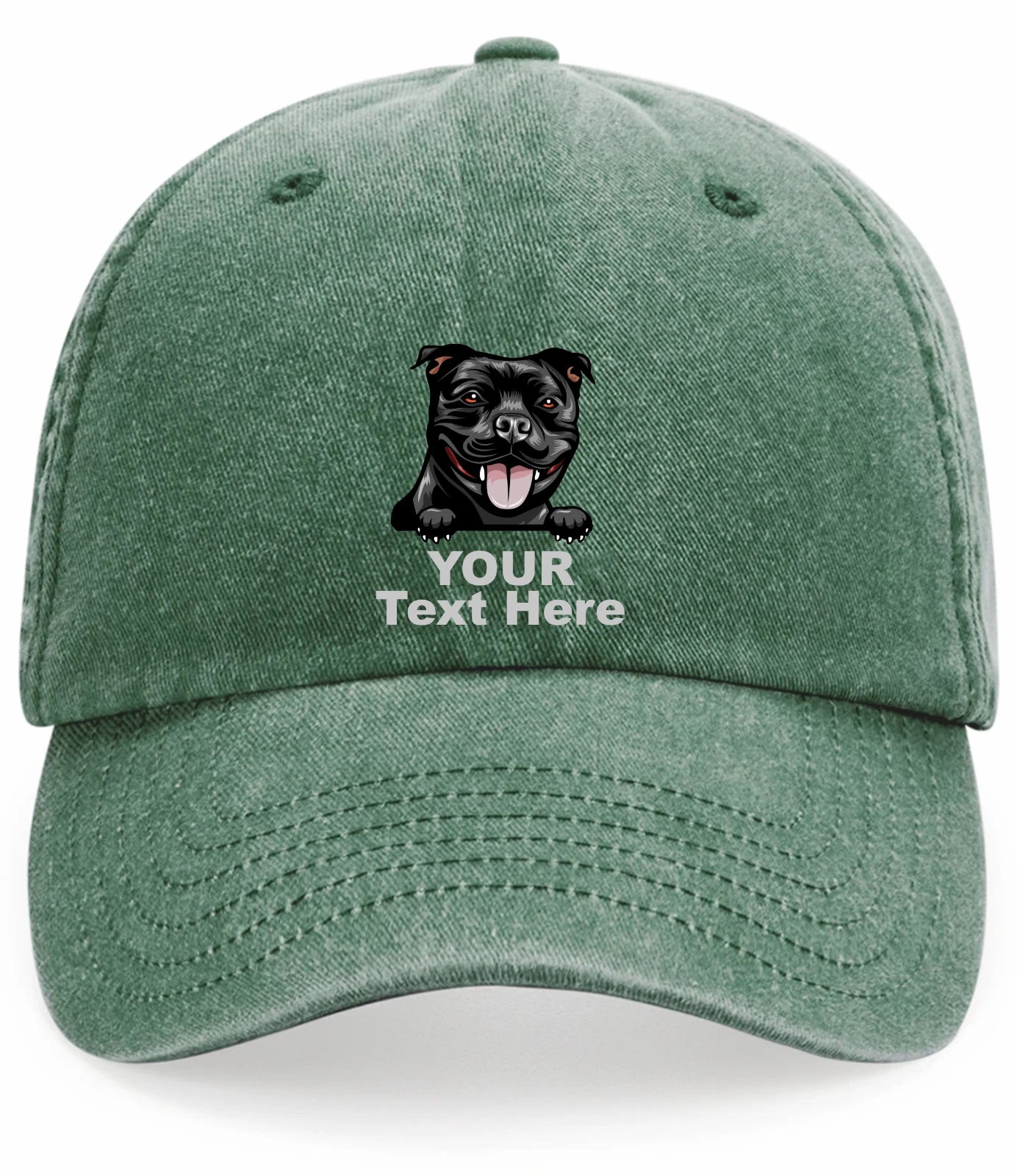 Custom Decorated Staffie Image Vintage Low Profile Baseball Cap