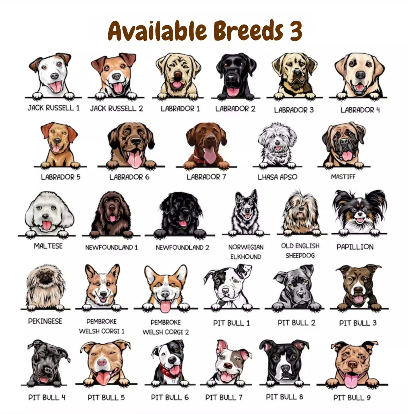 Choose from 100 Breeds  Illustration Custom Canine Dog Personalised Baseball Cap