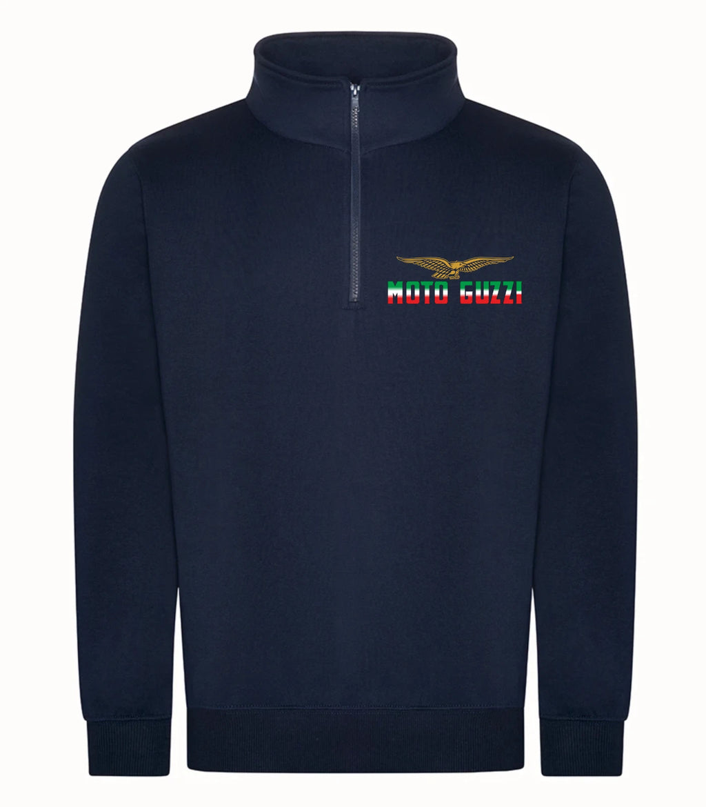 Personalised Retro Classic Moto Guzzi Motorcycle Premium Quarter Zip Sweatshirt