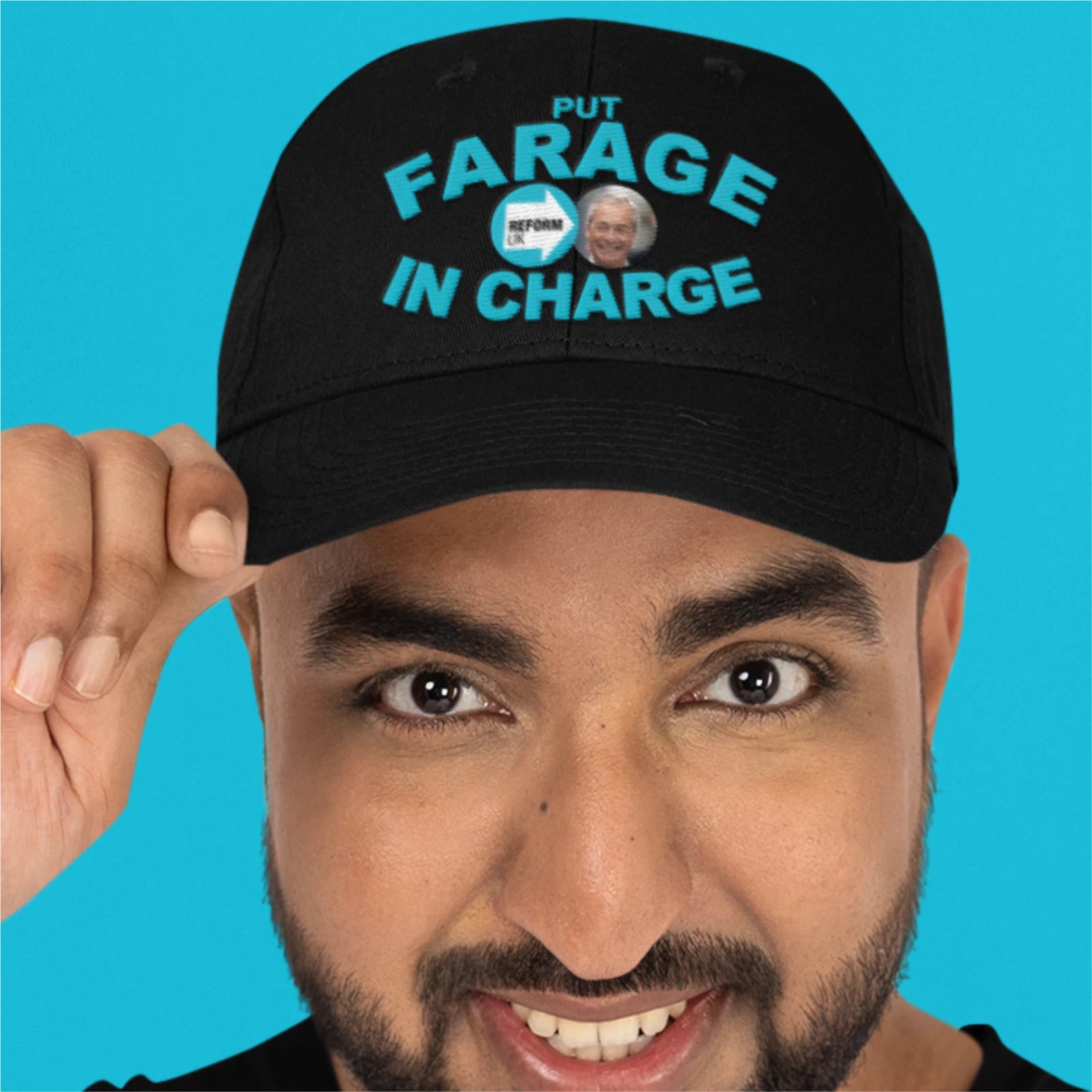 Political Reform Party Put Farage in Charge Message Premium Quality Baseball Cap