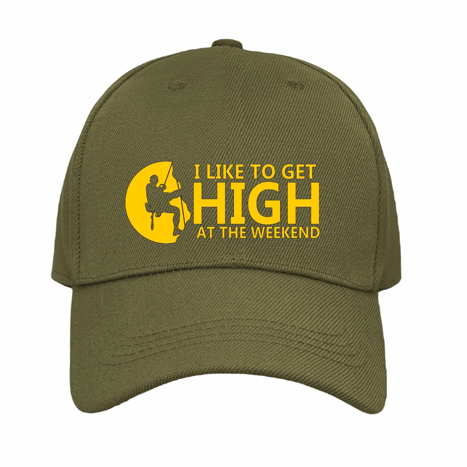 Funny Humorous Rock Climbing I Like to Get High At Weekends Quality Baseball Cap