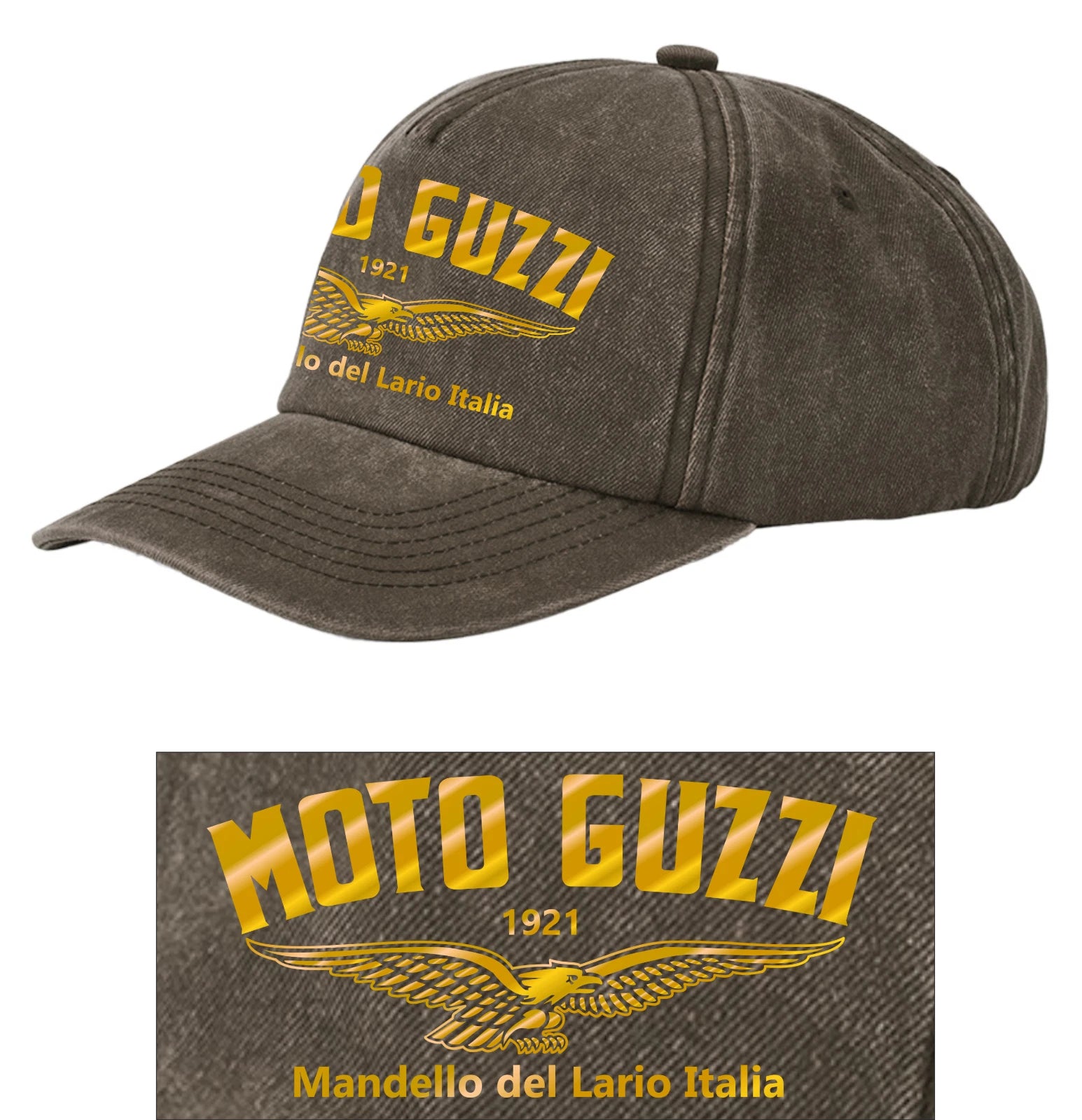 Retro Classic Moto Guzzi Motorcycle Logo Relaxed 5 Panel Vintage Baseball Cap