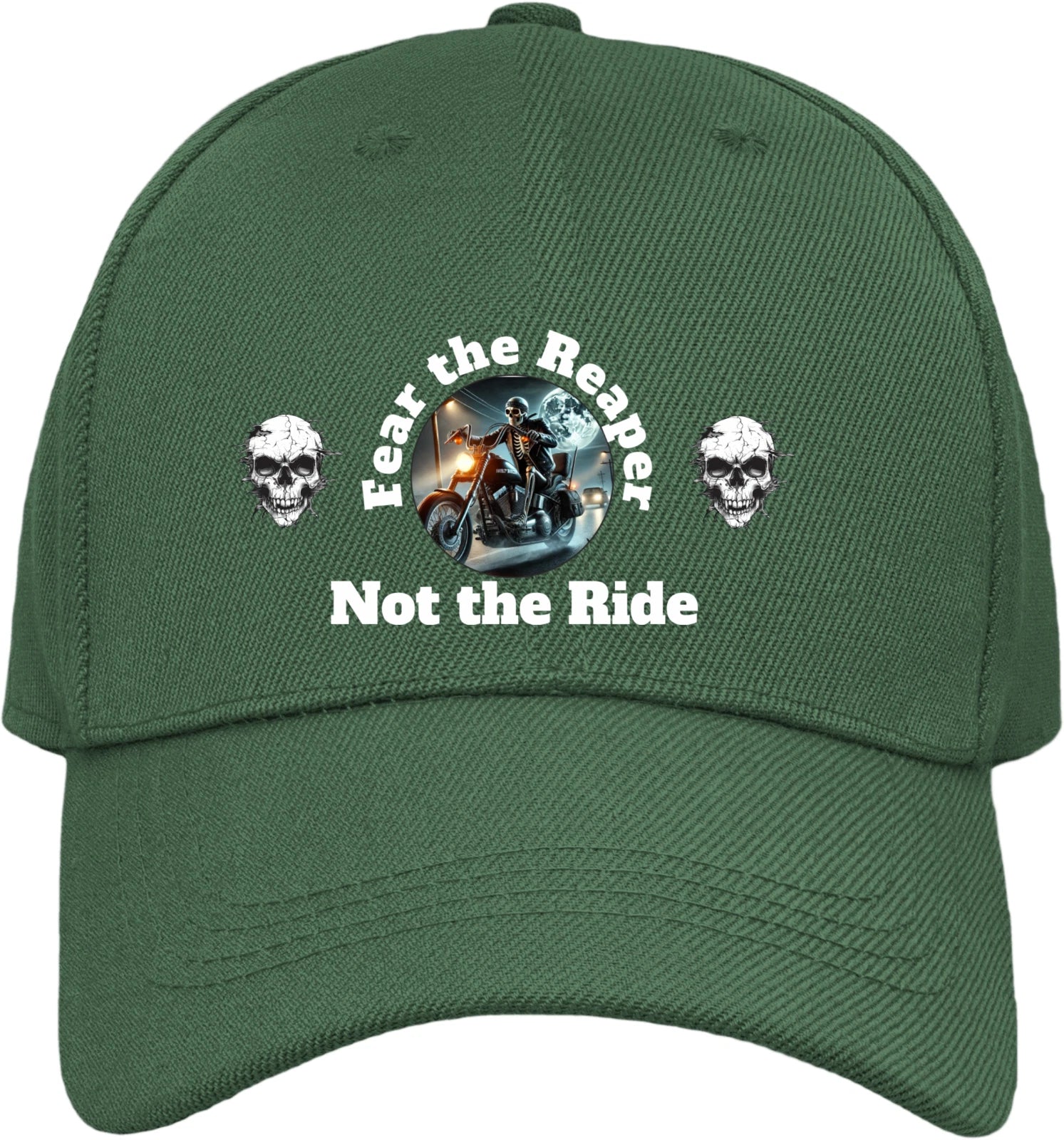 Funny  Biker Motorcycle 'Fear the Reaper' Text & Image Premium Baseball cap