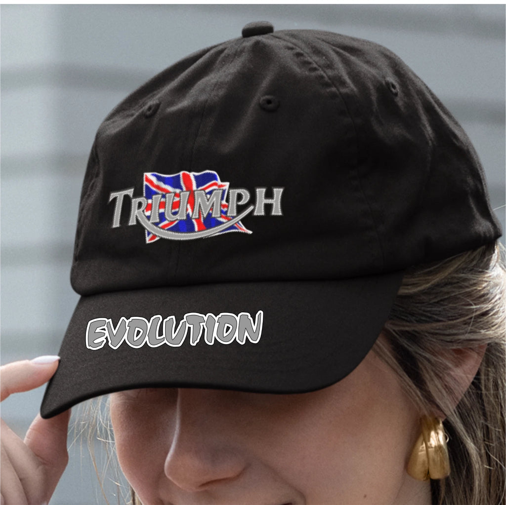 Retro Classic Vintage Triumph Evolution Motorcycle Peak Logo Biker Baseball Cap