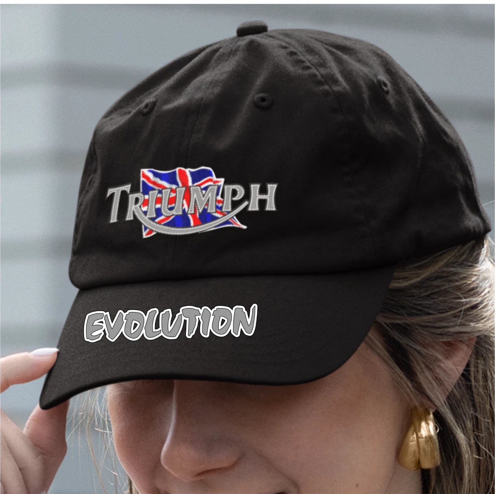 Retro Classic Vintage Triumph Evolution Motorcycle Peak Logo Biker Baseball Cap